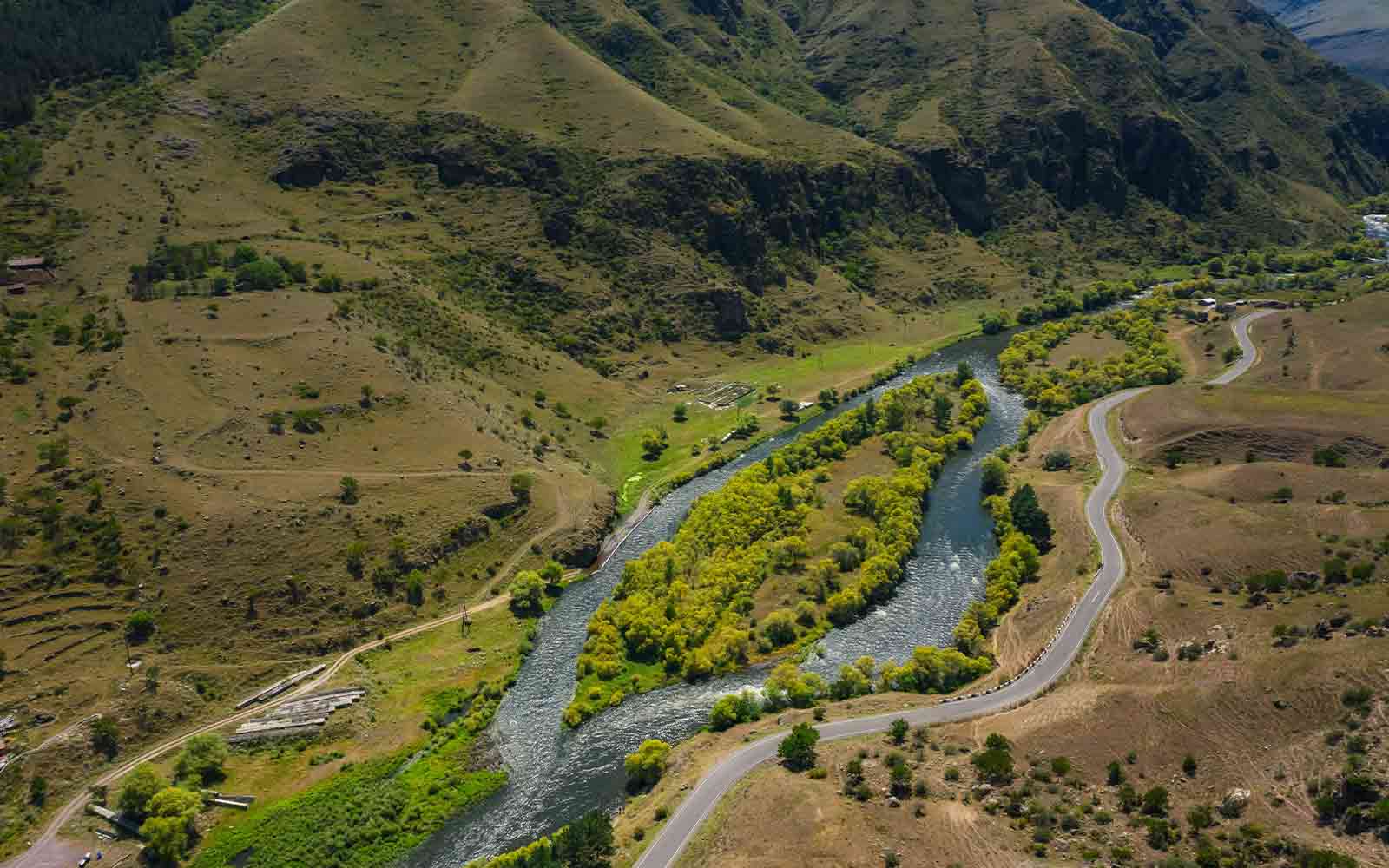 arial view of a river