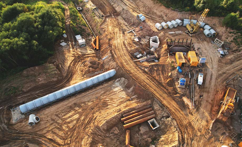 arial view of a sewer site